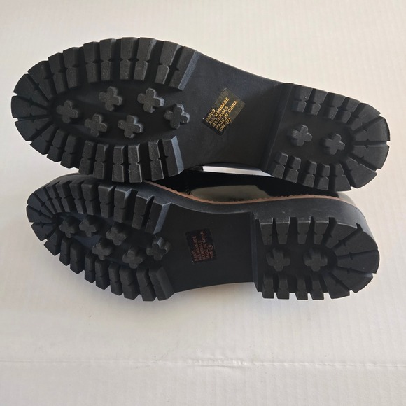 Jellypop Women's Black Patent Lug Sole Loafers Chunky Heel Bit Detail Size 10 - Picture 7 of 10